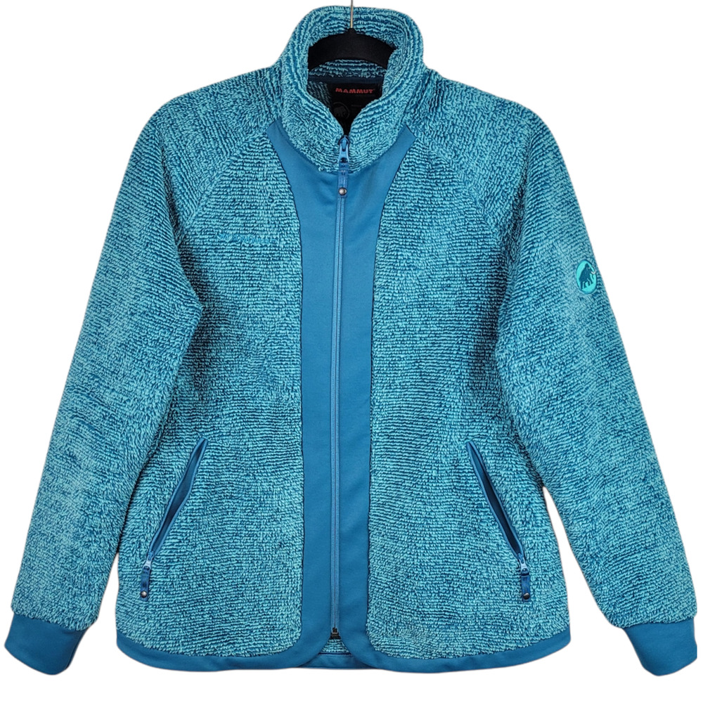 Mammut Fuzzy Teddy Fleece Runje Tour Jacket Full Zip XL Cozy Soft Blue Pocketed